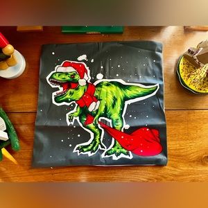 NEW Christmas T-Rex Pillow Cover